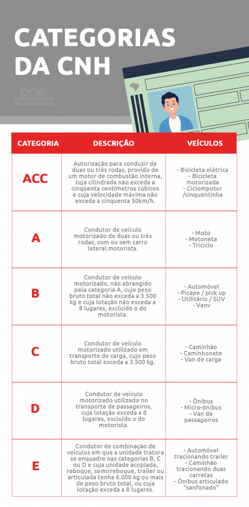 Infográfico sobre as novas categorias da CNH- DOK