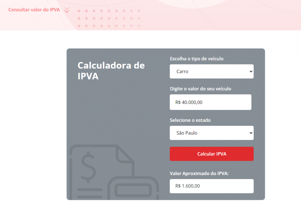 Imagem calculadora de IPVA - DOK Despachante