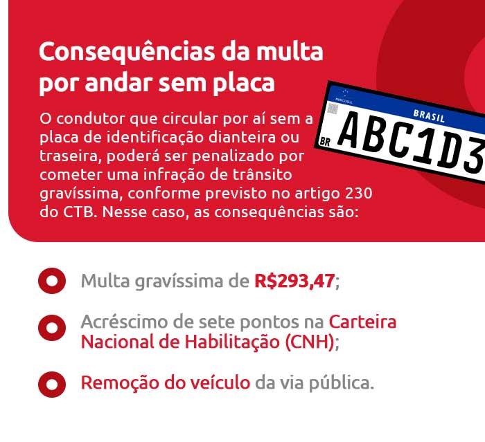 Infográfico sobre consequências da multa por andar sem placa | DOK